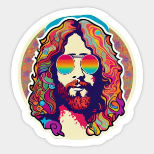 Long haired man with glasses Sticker